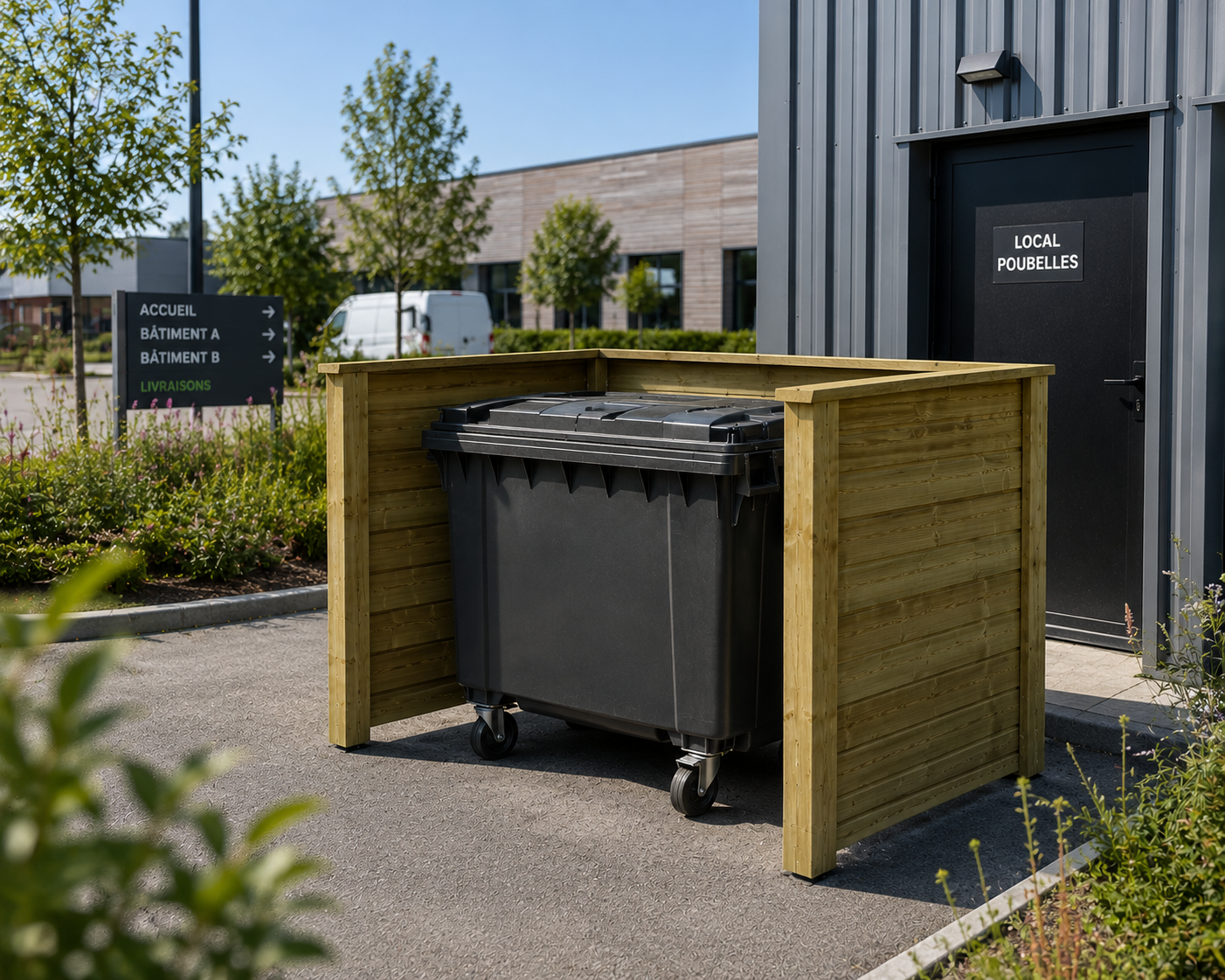 Cache conteneur poubelles